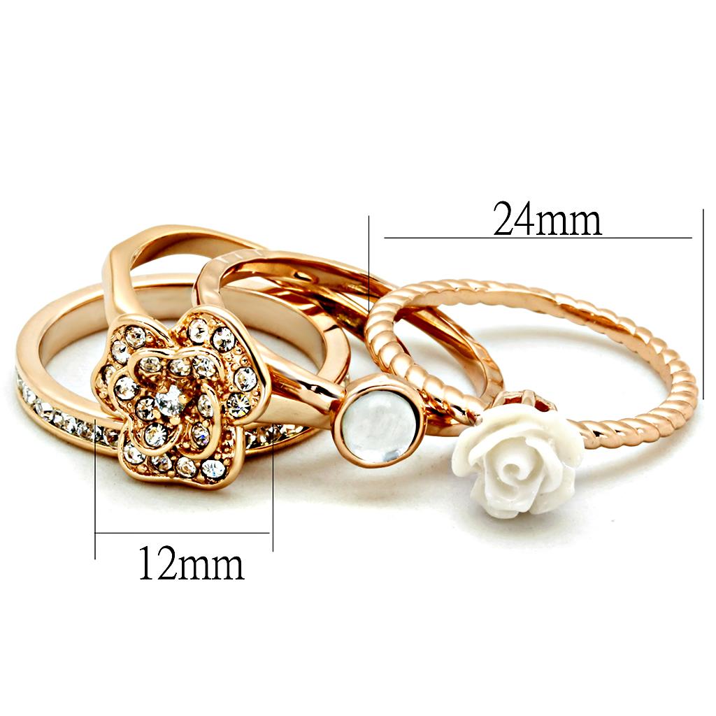 3W1490 Rose Gold Brass Ring with Synthetic in - The Trendy Accessories Store