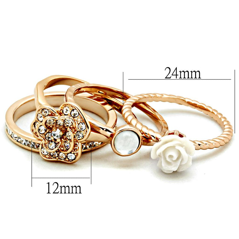 3W1490 Rose Gold Brass Ring with Synthetic in - The Trendy Accessories Store