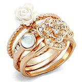 3W1490 Rose Gold Brass Ring with Synthetic in