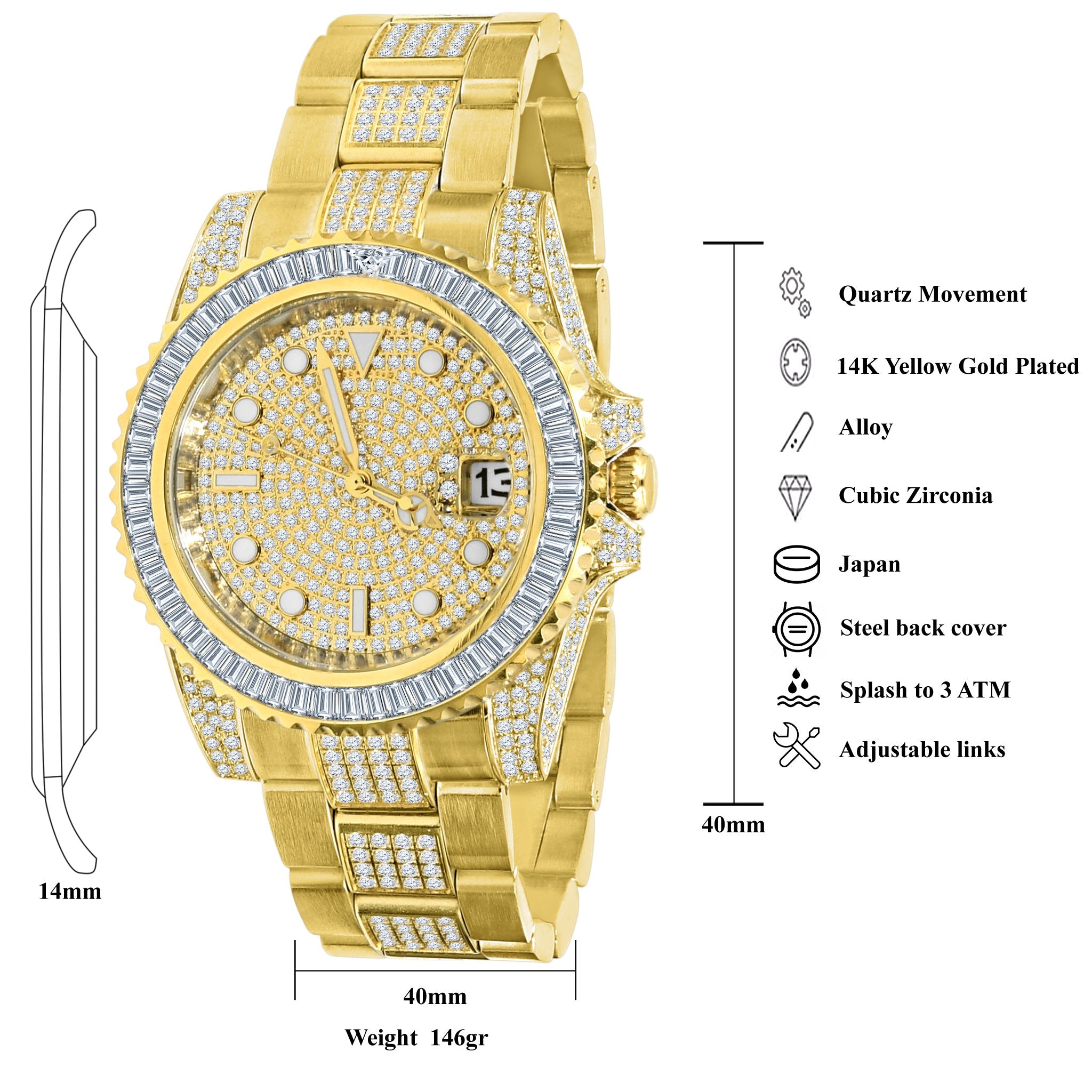 HURRICANE GOLD PLATED STAINLESS STEEL WATCH | 530382 - The Trendy Accessories Store