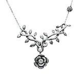 Rose Vine with White CZ Necklace