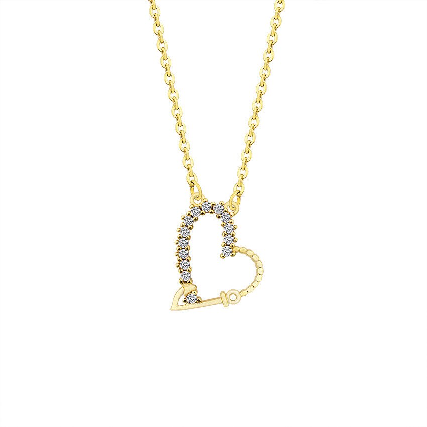 Elegant Cubic Zircon Heart Pendant Necklace Gold - The Trendy Accessories Store
