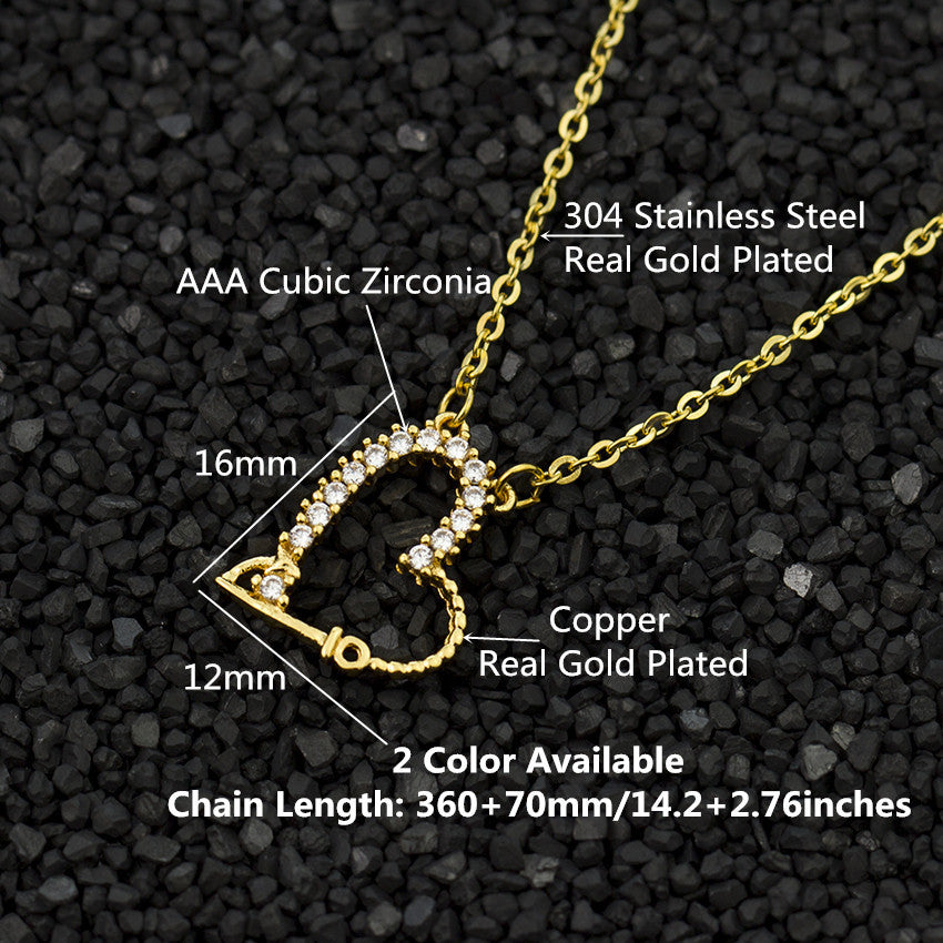 Elegant Cubic Zircon Heart Pendant Necklace Gold - The Trendy Accessories Store