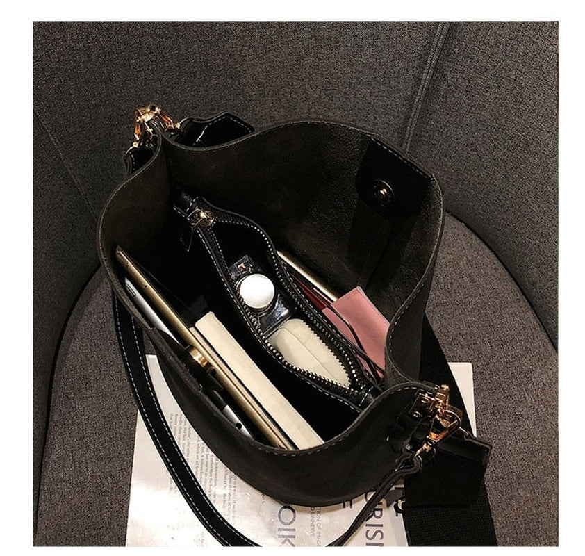 luxury bucket Large Capacity PU Leather bag - The Trendy Accessories Store