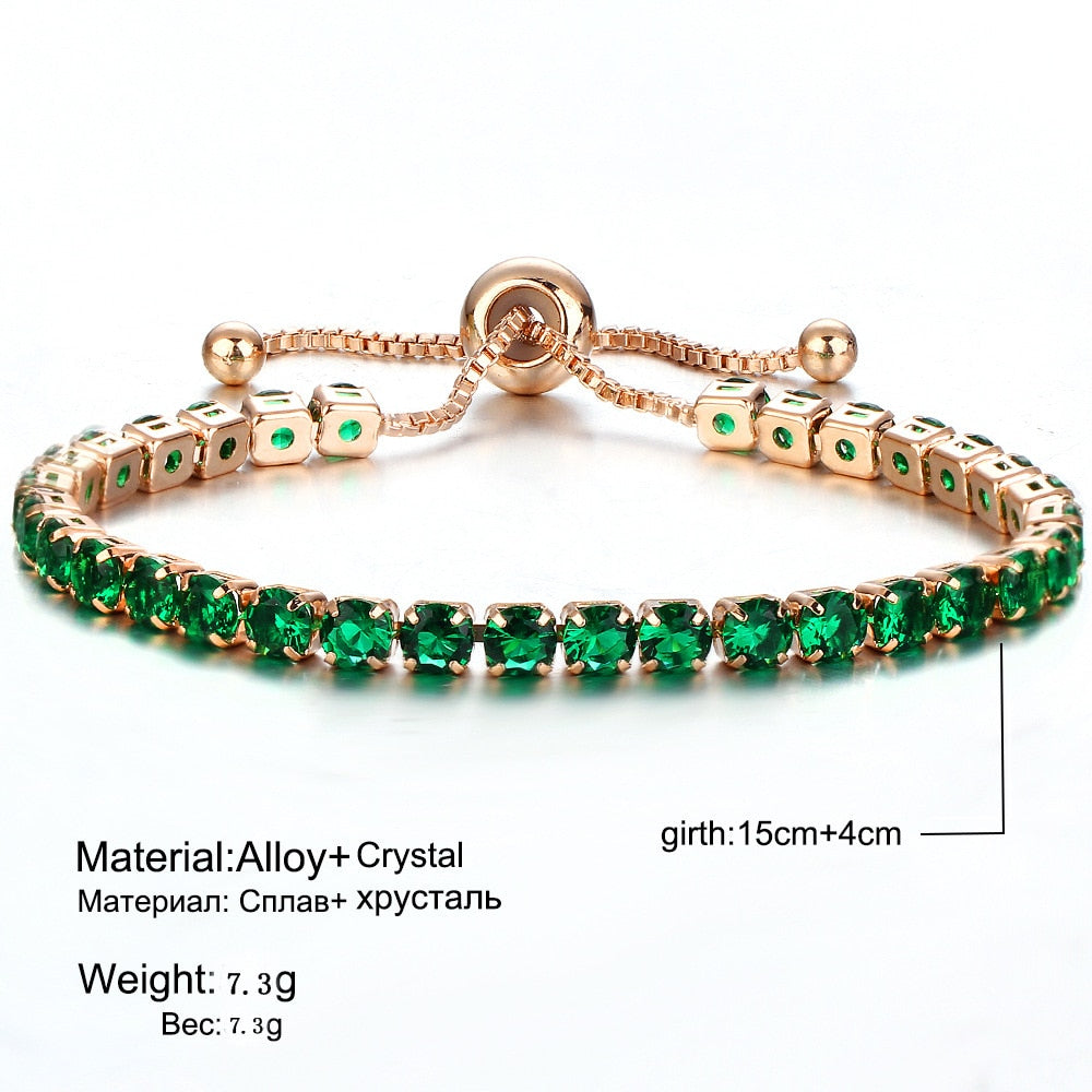 Luxury 4mm Gold Plated Cubic Zirconia Crystal Chain Bracelets - The Trendy Accessories Store