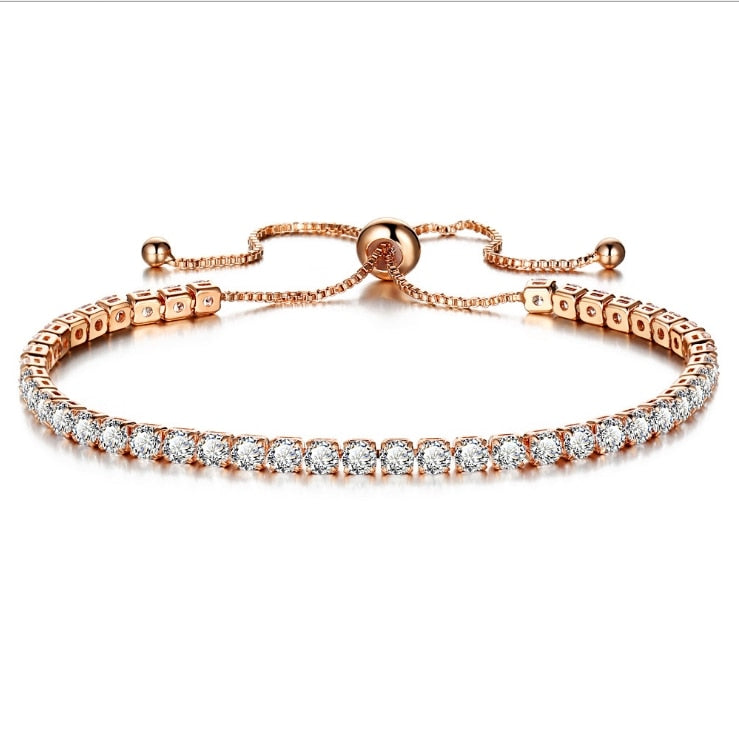 Luxury 4mm Gold Plated Cubic Zirconia Crystal Chain Bracelets - The Trendy Accessories Store