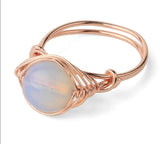 Handmade Rose Gold Wire Wrap Ring with Natural Stones - The Trendy Accessories Store