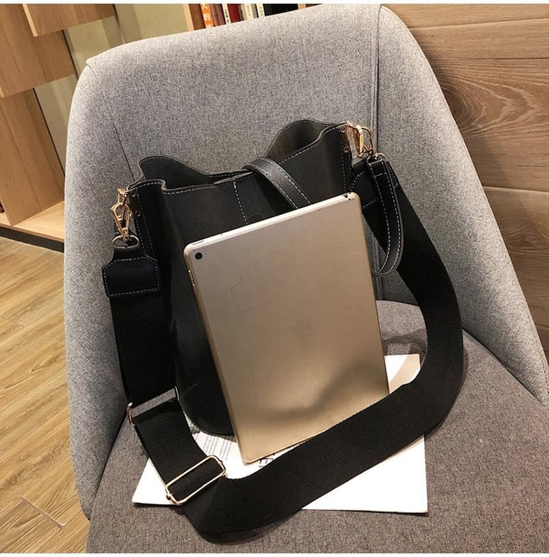 luxury bucket Large Capacity PU Leather bag - The Trendy Accessories Store