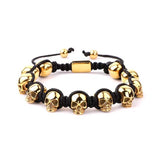 Stainless Steel Skull Braided Wrap Beads Bracelet - The Trendy Accessories Store