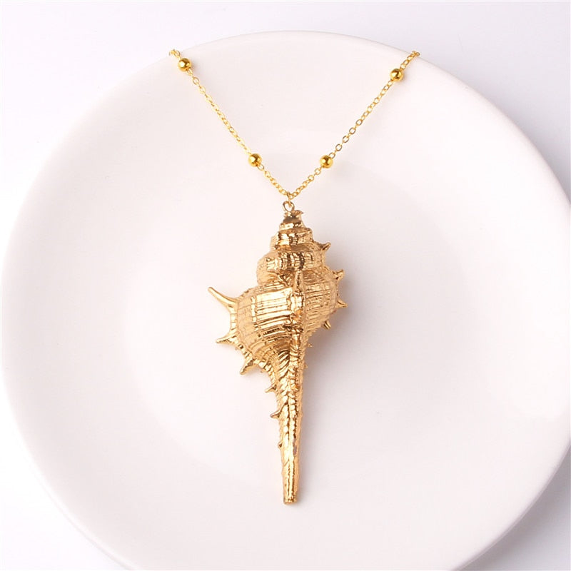 Classic Gold Plated Shell Necklaces and Pendants - The Trendy Accessories Store