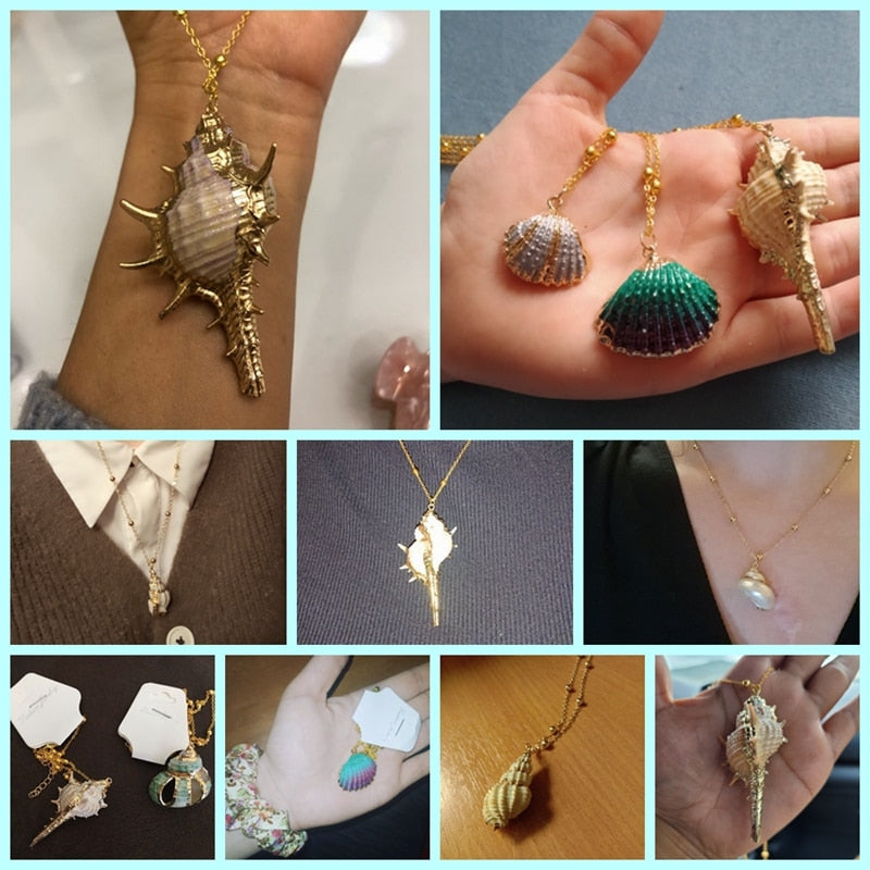 Classic Gold Plated Shell Necklaces and Pendants - The Trendy Accessories Store