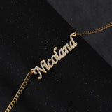 Custom Personalized Name Gold Plated Necklace With Crystal Pendant