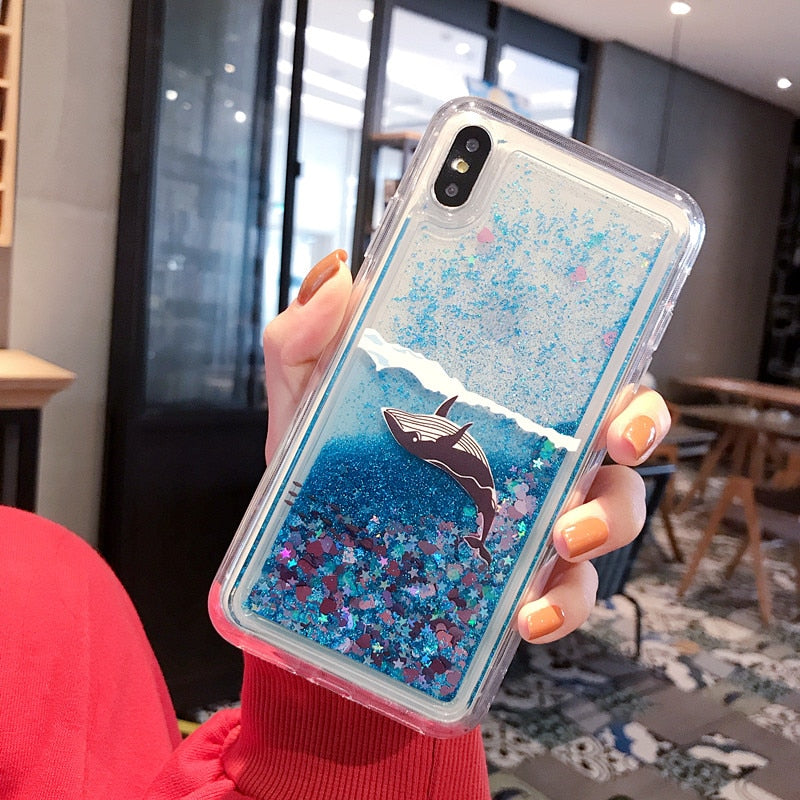 Floral and Unicornwith Glitter Water Liquid iPhone Case - The Trendy Accessories Store