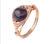 Handmade Rose Gold Wire Wrap Ring with Natural Stones