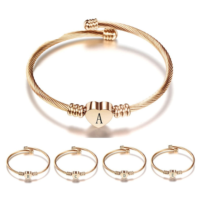 Stainless Steel  Charms Alphabet Letters Bracelets