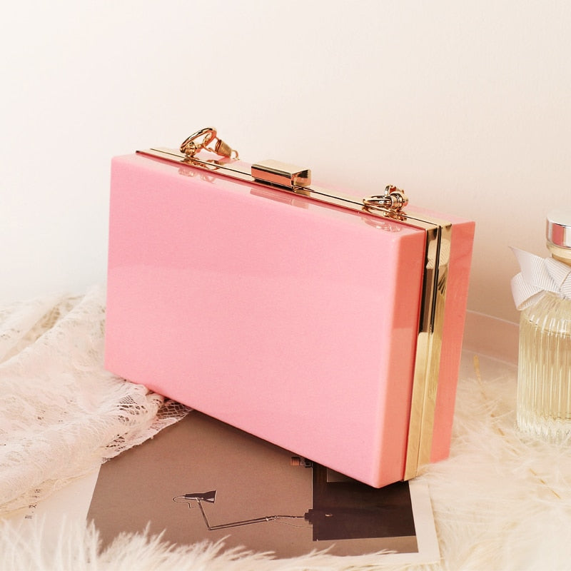 Trendy Transparent Handbag With Gold Plated Luxury Chain - The Trendy Accessories Store