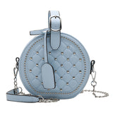 Round Rivet Fashion Chain PU Leather Bag - The Trendy Accessories Store