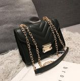High Quality PU Leather Designer Handbag With Lock Chain - The Trendy Accessories Store