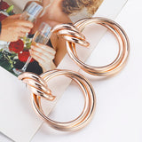 Gold Plated Round Trendy Drop Earrings - The Trendy Accessories Store