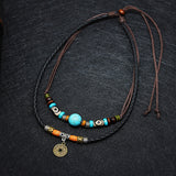 Dual Layer Vintage Charm Leather Necklace