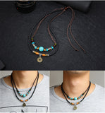Dual Layer Vintage Charm Leather Necklace - The Trendy Accessories Store