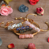 Wire Wrapped Larimar Stone Bracelet in Gold Copper - Available in various color - The Trendy Accessories Store
