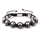 Stainless Steel Skull Braided Wrap Beads Bracelet - The Trendy Accessories Store