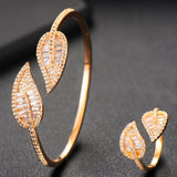 Sparkling Leaf Inspired Adjustable Bangle Ring, Bracelet or Necklace Sets