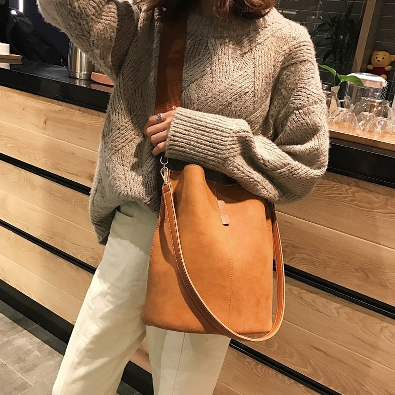 luxury bucket Large Capacity PU Leather bag - The Trendy Accessories Store