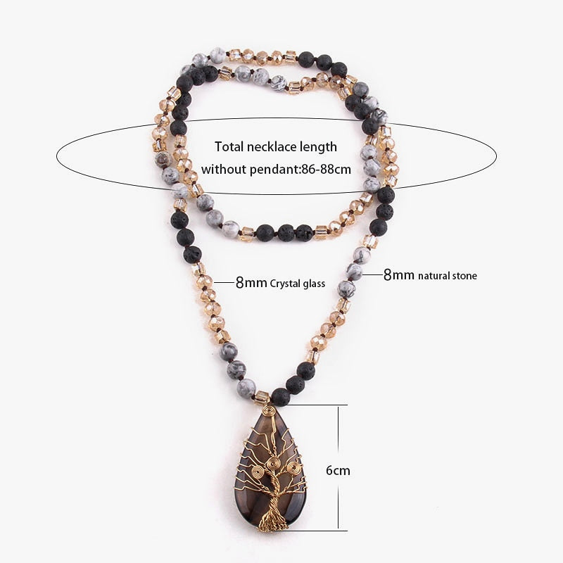 Precious Natural Glass/Stone Crystal Necklace - The Trendy Accessories Store