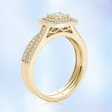 14K Gold Plated Sterling Silver Wedding and Engagement Rings Set