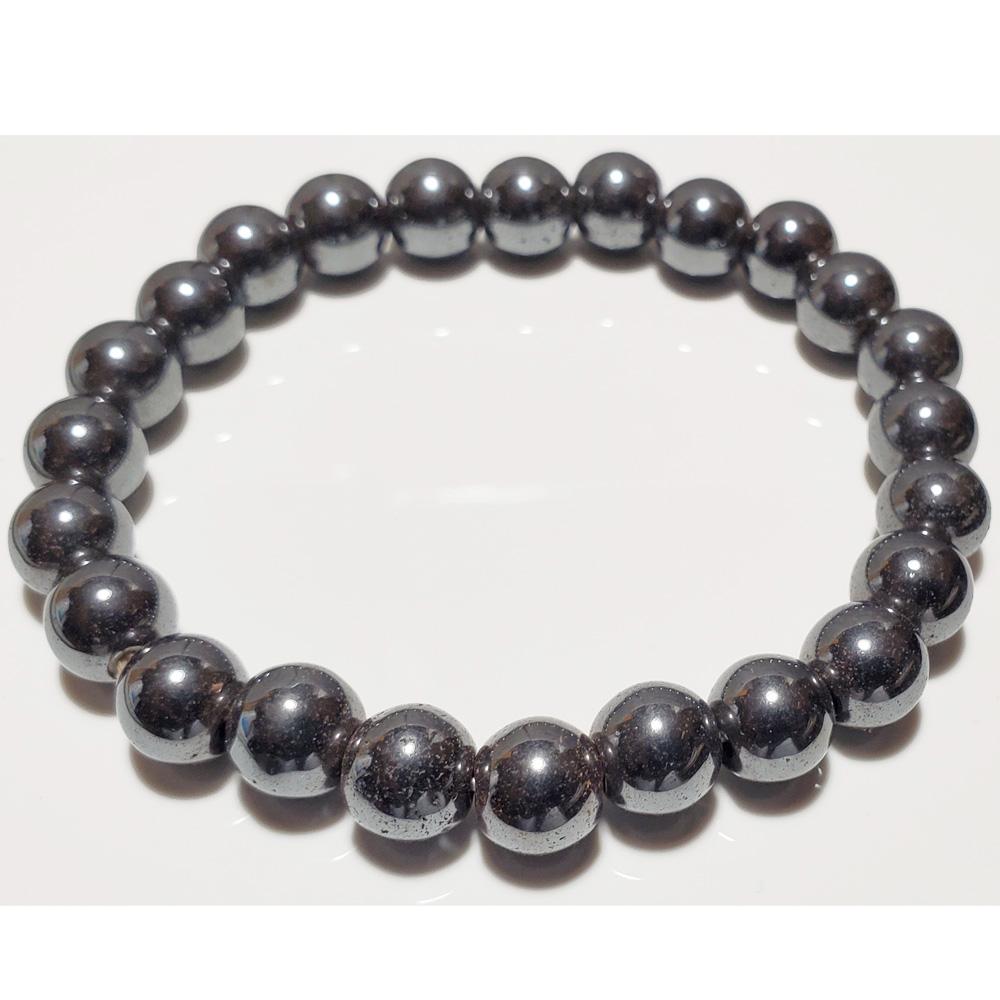 8mm Hematite Beaded Elastic Stretch Bracelet - The Trendy Accessories Store