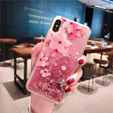 Floral and Unicornwith Glitter Water Liquid iPhone Case - The Trendy Accessories Store
