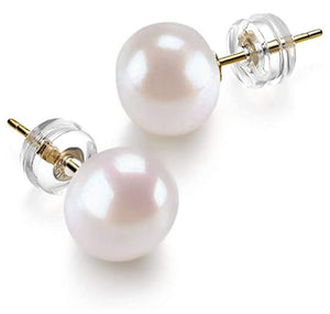 14K Gold AAA+ White Freshwater Princess Pearl Earrings Studs - The Trendy Accessories Store