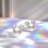 7 mm CZ Cute Stainless Steel Pearl Stud Earrings for Women - The Trendy Accessories Store