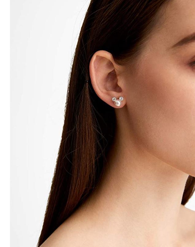 7 mm CZ Cute Stainless Steel Pearl Stud Earrings for Women - The Trendy Accessories Store