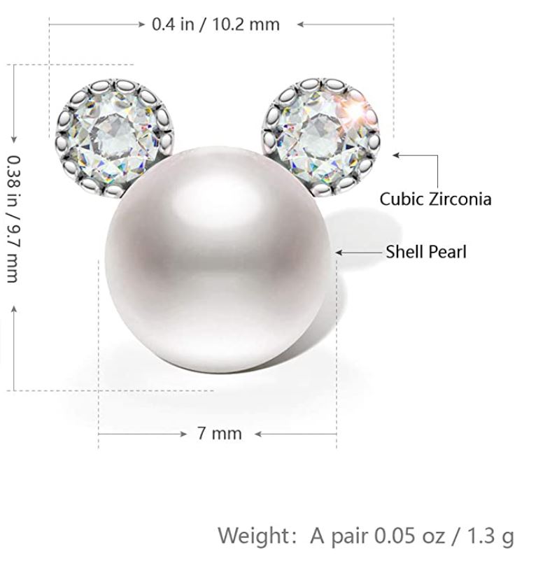 7 mm CZ Cute Stainless Steel Pearl Stud Earrings for Women - The Trendy Accessories Store