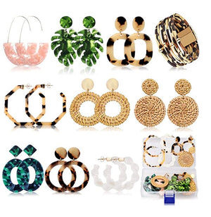 Set of 9 pairs of Various Acrylic Earrings for Women and Girls - The Trendy Accessories Store