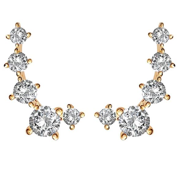 14K Gold Plated Sterling Silver Mini Cubic Earrings With Lab Grown Diamond for Women or Girls - The Trendy Accessories Store