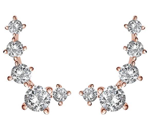 14K Gold Plated Sterling Silver Mini Cubic Earrings With Lab Grown Diamond for Women or Girls - The Trendy Accessories Store