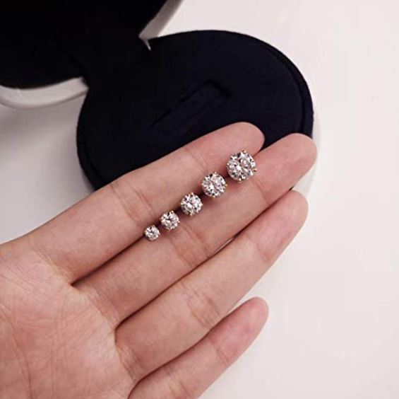 Set of 5 Pairs 14K Gold and Silver Plated CZ Stud Earrings with Lab Grown Diamond - The Trendy Accessories Store