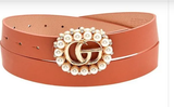 Premium Pearl Buckle Leather Belt - The Trendy Accessories Store