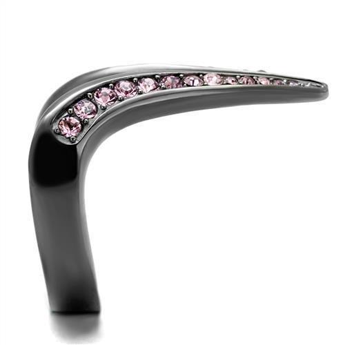 Light Black Stainless Steel Ring with Pink Crystal Stone - The Trendy Accessories Store