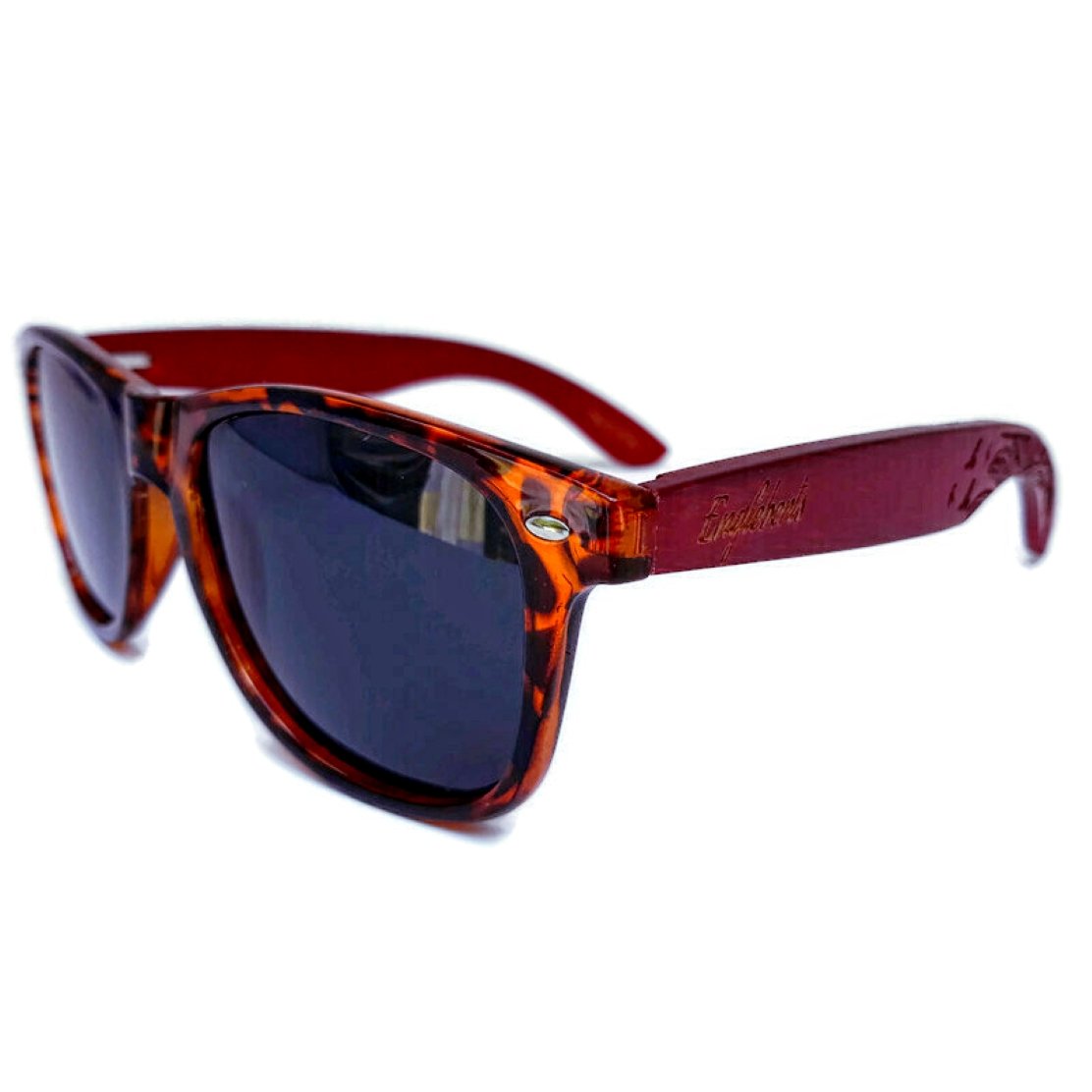 Red Bamboo Tortoise Framed Sunglasses, Polarized, Engraved - The Trendy Accessories Store