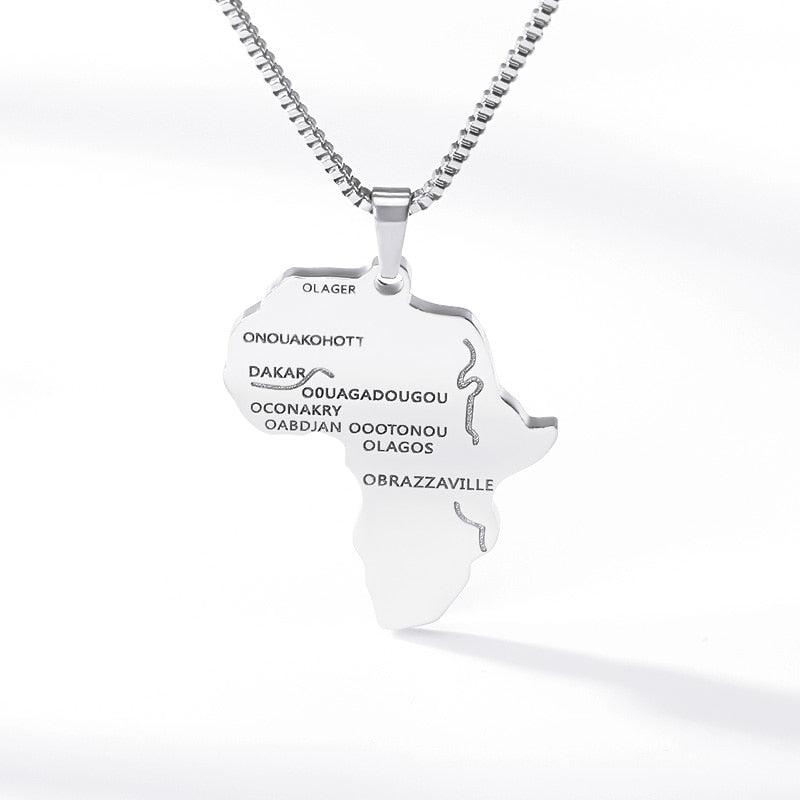 Trendy Hip Hop Africa Map Necklace Stainless Steel - The Trendy Accessories Store