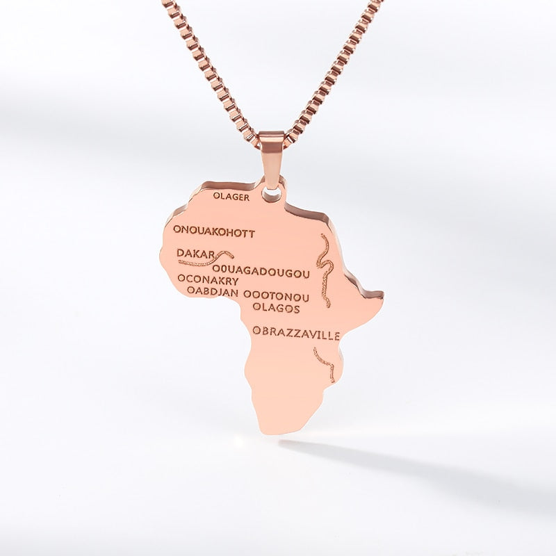 Trendy Hip Hop Africa Map Necklace Stainless Steel - The Trendy Accessories Store
