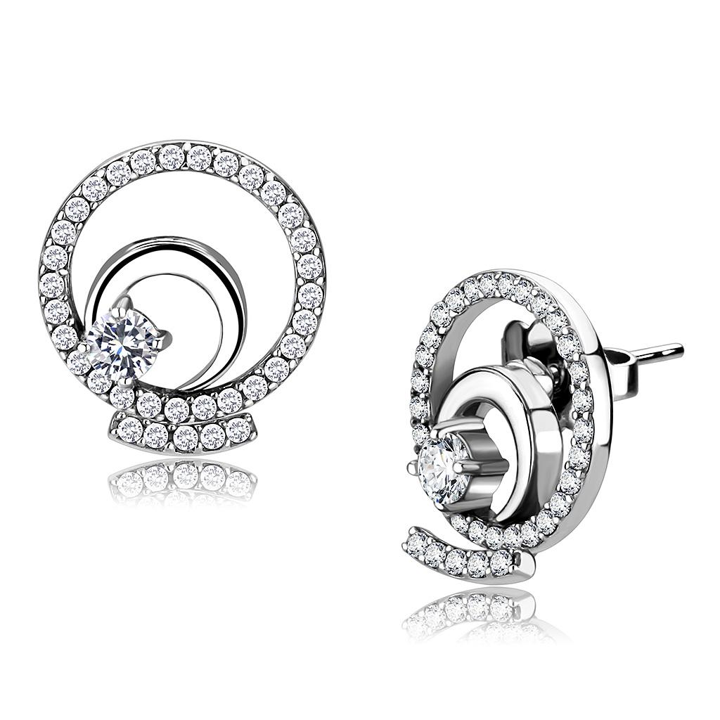 Polished Stainless Steel Nina Earrings with AAA Grade Crystal Stone - The Trendy Accessories Store