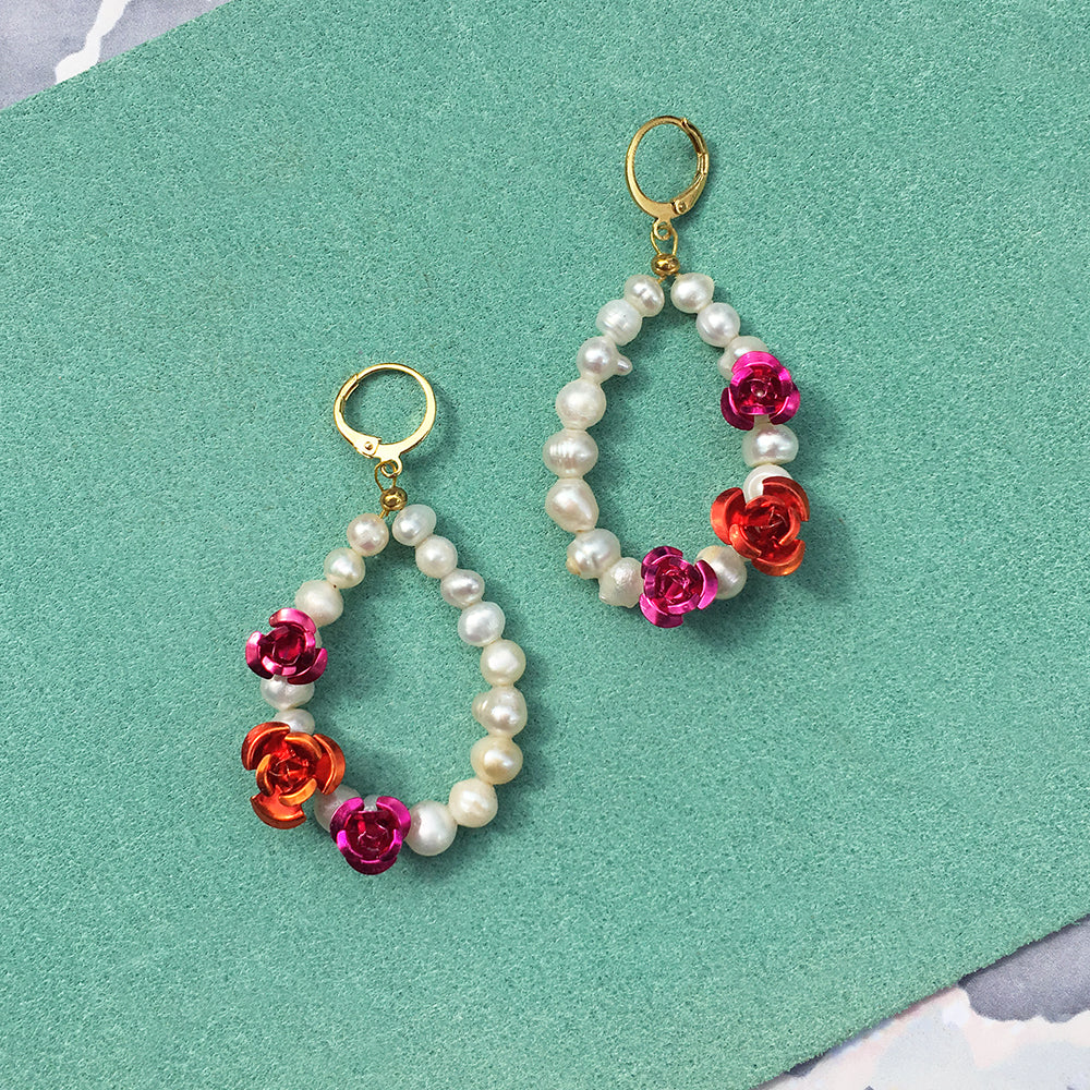 Rose Pearl Earrings + Necklace - The Trendy Accessories Store