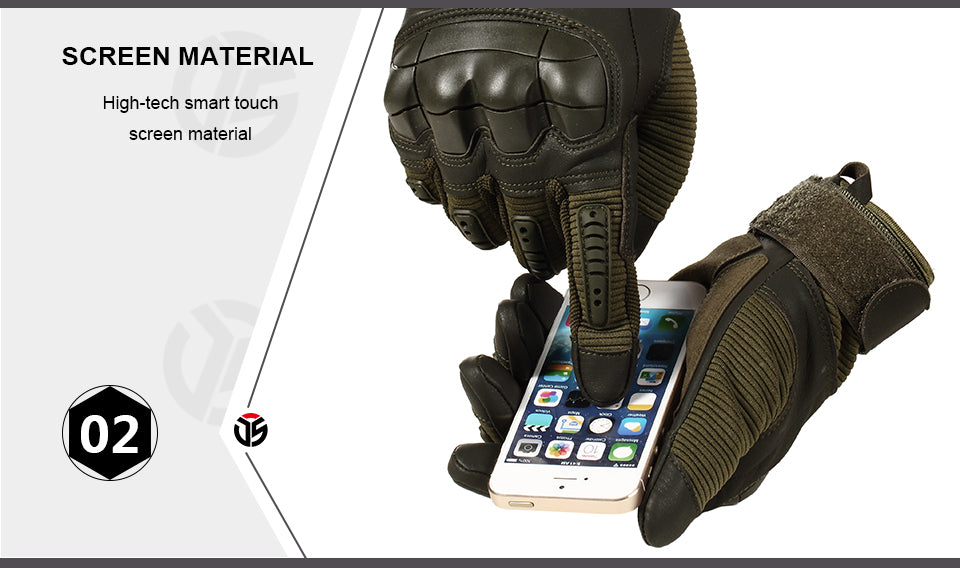 Touch Screen Tactical Rubber Hard Knuckle Full Finger Gloves - The Trendy Accessories Store