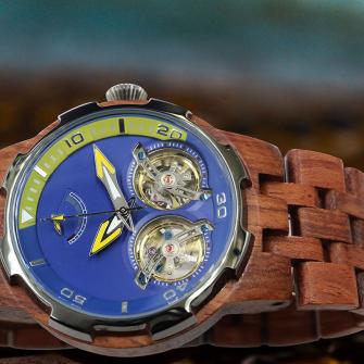 Men's Dual Wheel Automatic Kosso Wood Watch - For High End Watch - The Trendy Accessories Store
